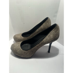 Yves Saint Laurent Tribtoo Ponyhair Tweed Heels Size 41/11 Luxury Designer